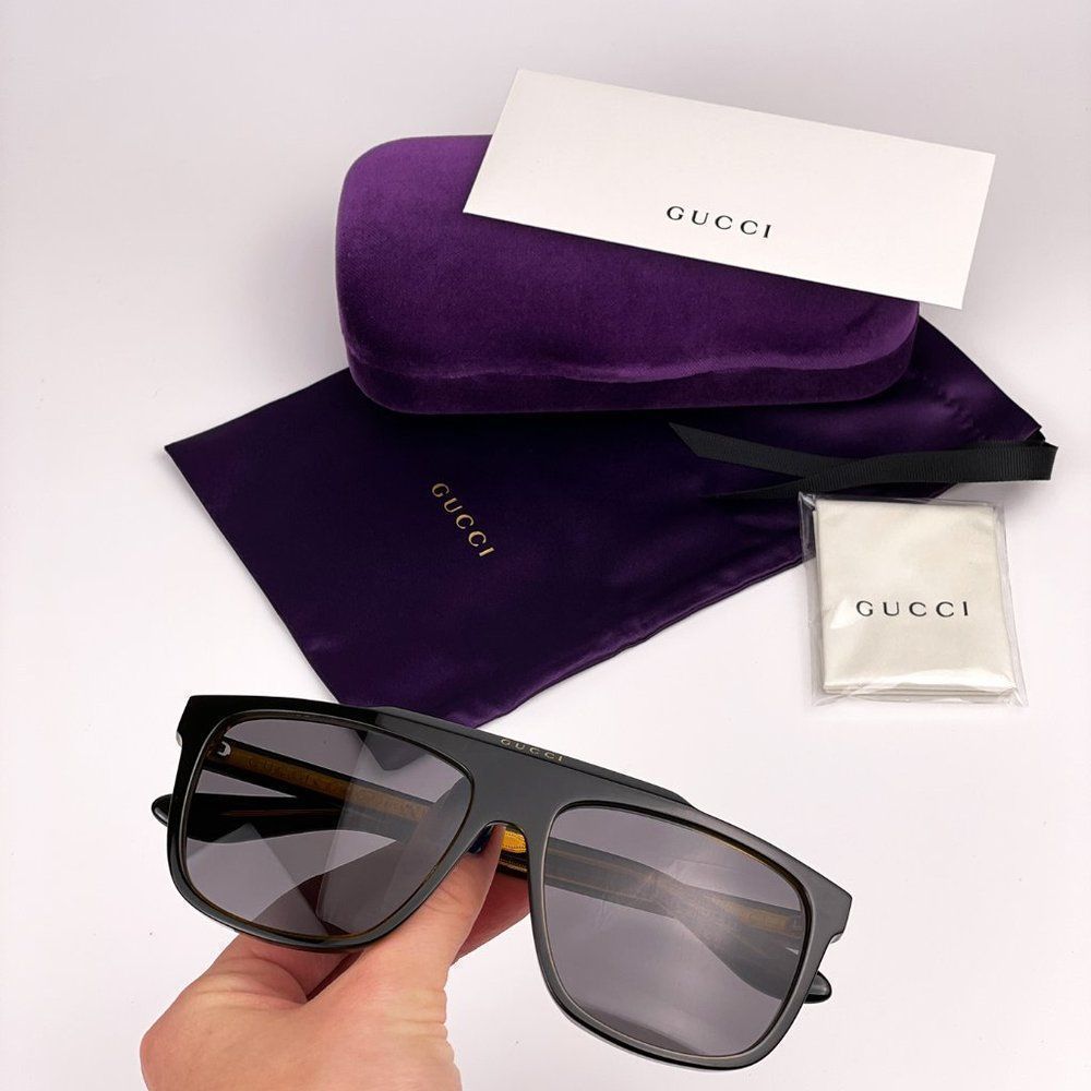 GUCCI GG1039S 001 Sunglasses Aviator Black Yellow Men - Picture 6 of 13